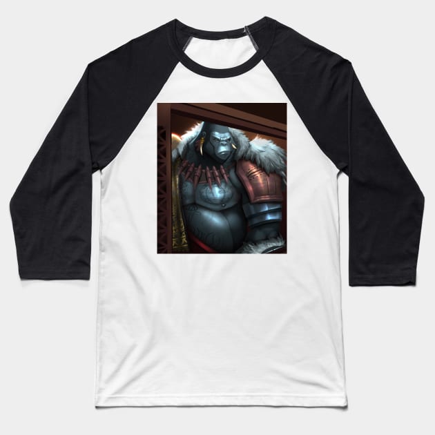 Man in The Mirror Collection - Primate King Version Baseball T-Shirt by Beckley Art
